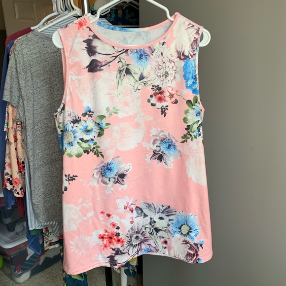 Pink Floral Sleeveless Top XL - Picture 1 of 4